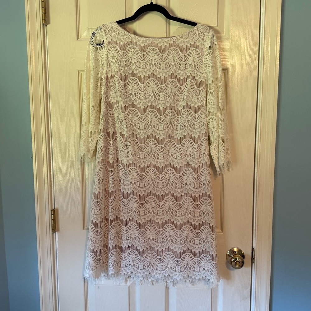 Elegant Lace Dress in Cream, NWT